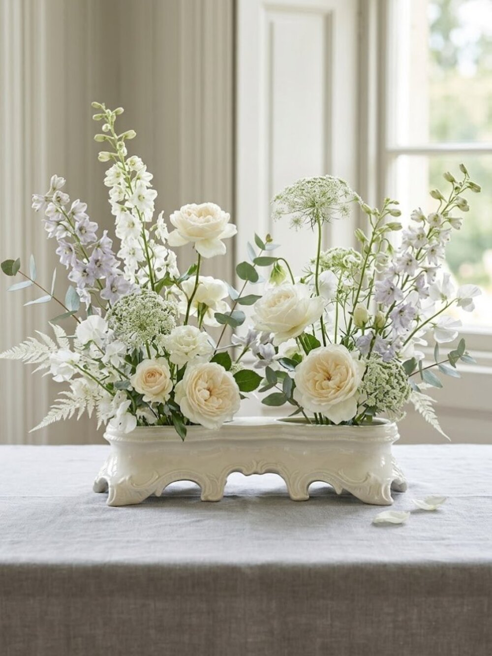 Vintage Nymphenburg Ivory White Glaze Porcelain Jardiniere, Western Germany